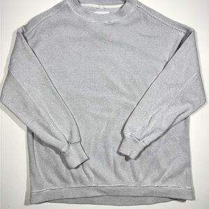 Aerie Waffle Knit Sweatshirt Women’s S Gray Oversized Crewneck Thermal Top